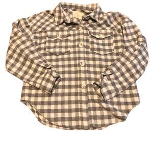 Altar'd State Shirt Medium Women's Jacket Flannel, Gray Plaid, Button Up, Collar